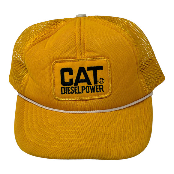 Vintage CAT Diesel Power SnapBack Truckers Style Hat Yellow with White Rope Mesh - Picture 11 of 11